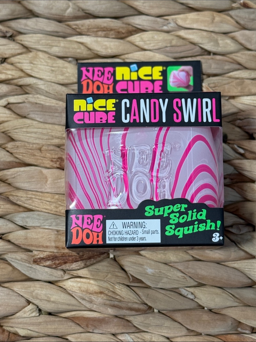 Authentic holiday Needoh Candy Swirl Super Solid Squish Toy - Pink